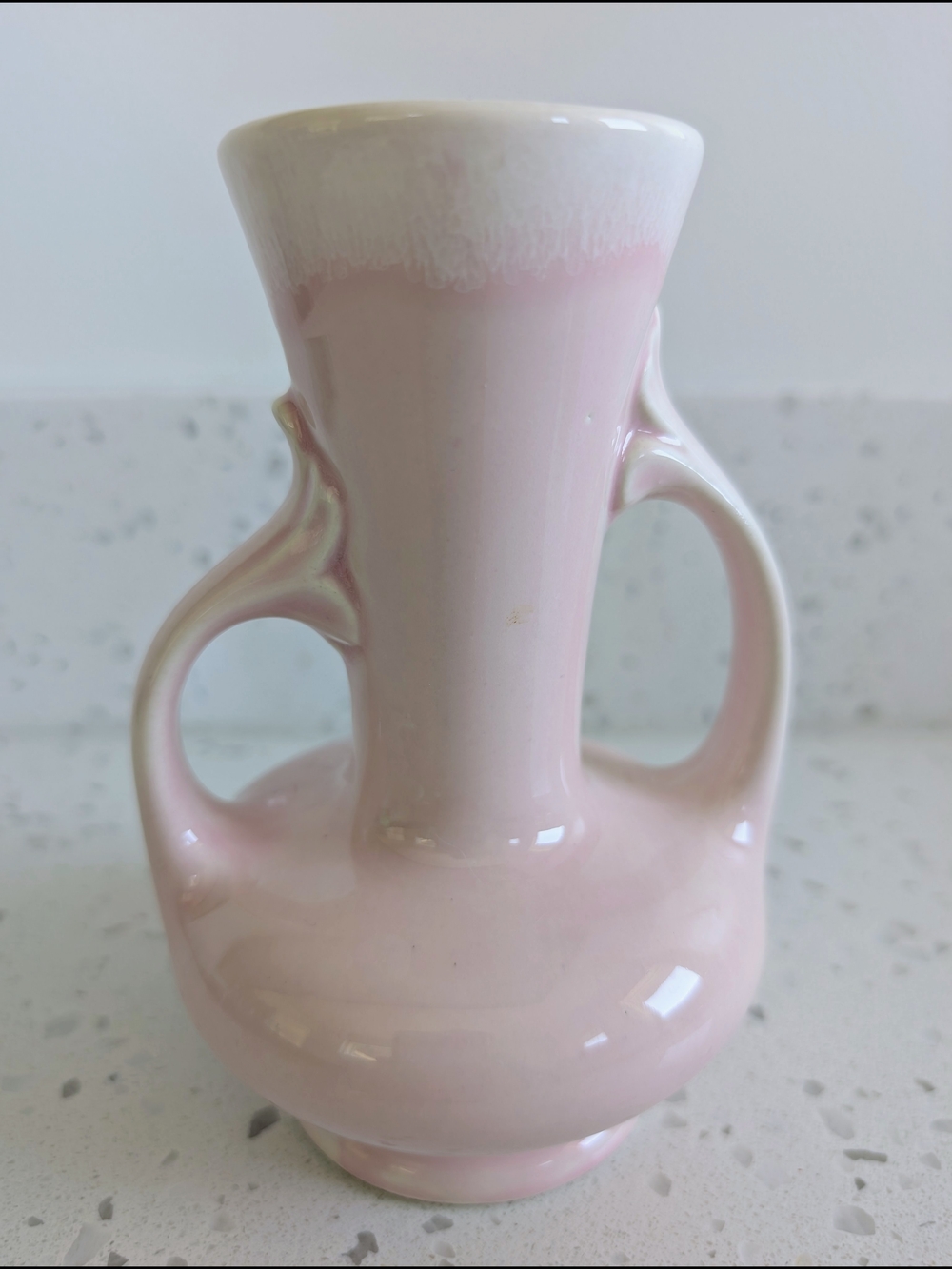 Vintage Pink Double-Handled Ceramic Vase